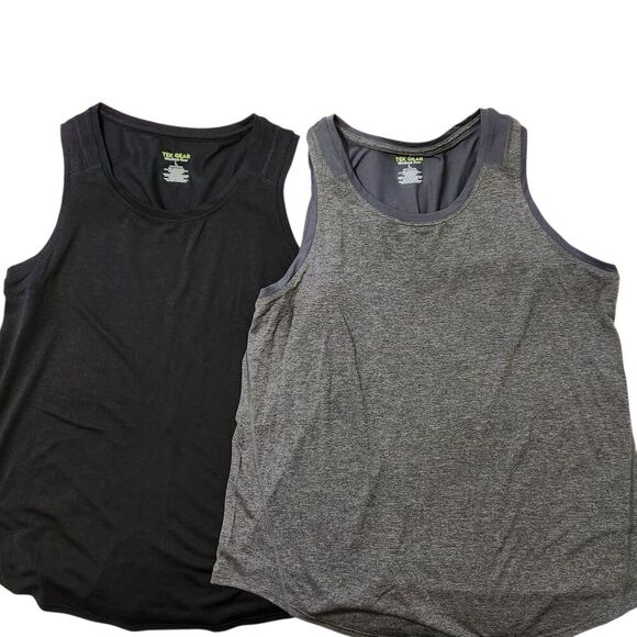 Tek Gear Activewear Top Size Large Drytek 2pcs Black/Gray  Reflective Logo - Picture 1 of 12